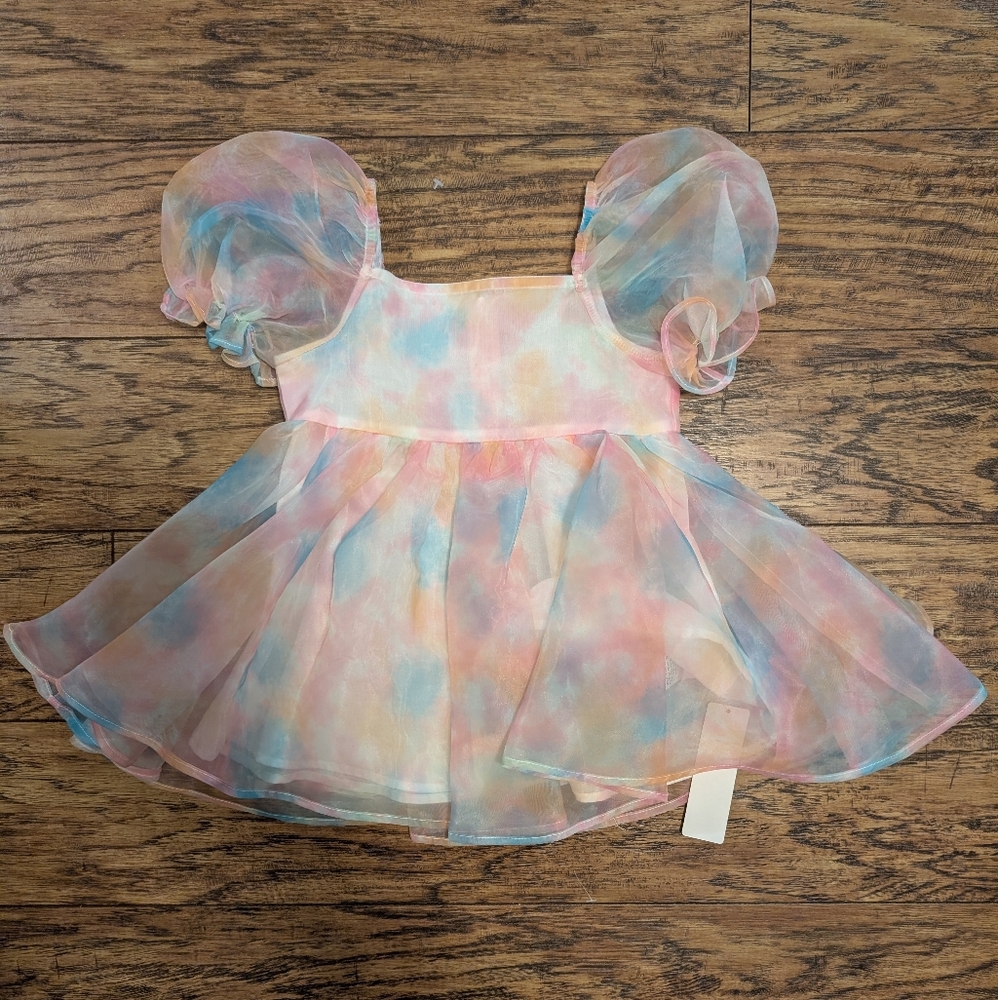 NWT SHEIN Baby 12-18M Pastel Organza Puff Sleeve Party Princess Dress